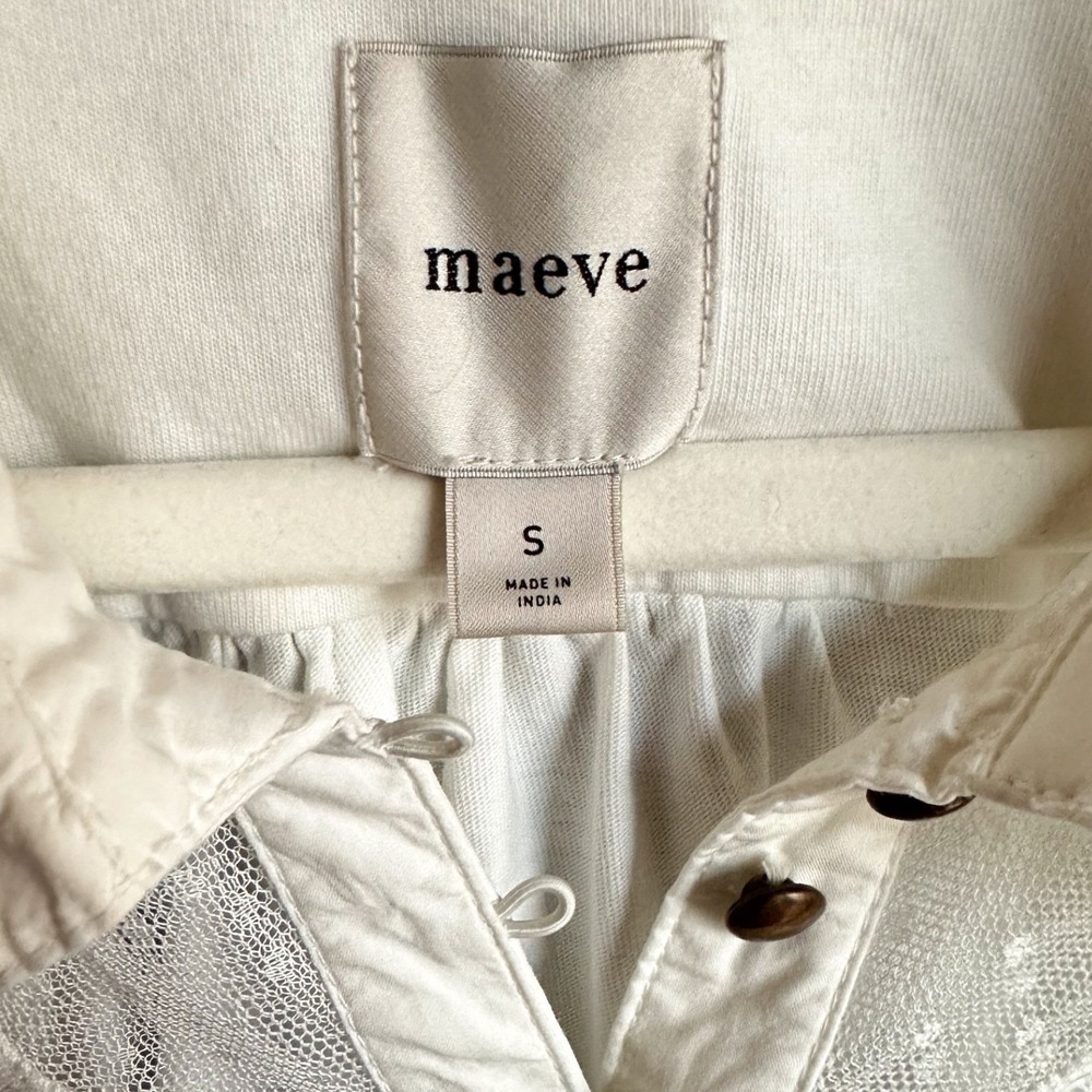Maeve Anthropologie Balloon Sleeve Collared Yoke Top‎ Boho Size Small - Picture 3 of 5